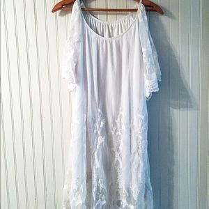 White Cream Lace Bohemian Boohoo Dress